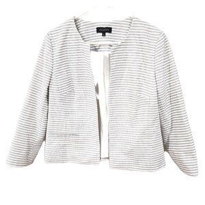 Talbots Sz 12 Open Front Coral Striped Blazer